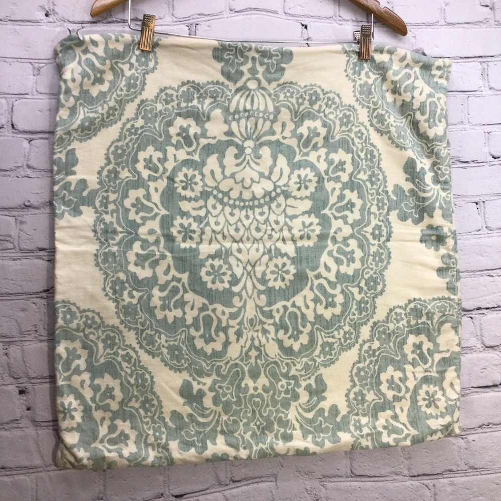 Pottery Barn‎ Pillow Sham Cover Zippered Green White 24X24